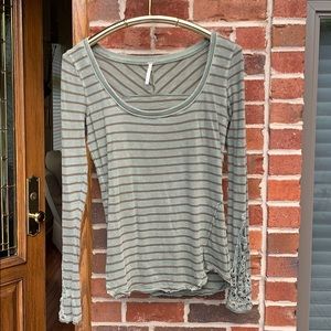 Free people army green long sleeve shirt